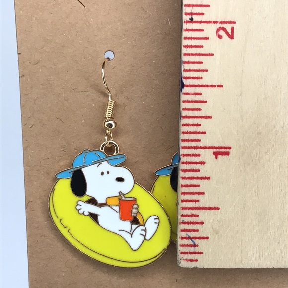 Snoopy Earrings with Yellow and Blue Accents Earrings - Picture 2 of 2